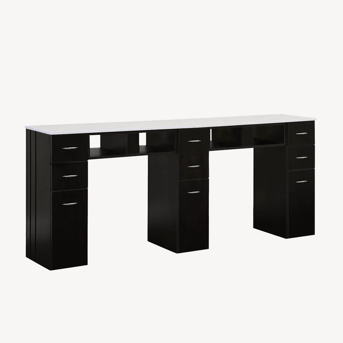 J&A KM Manicure Nail Table - Double White Granite Top