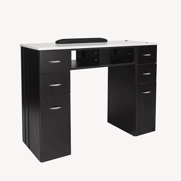 J&A KM Manicure Nail Table - Single White Granite Top