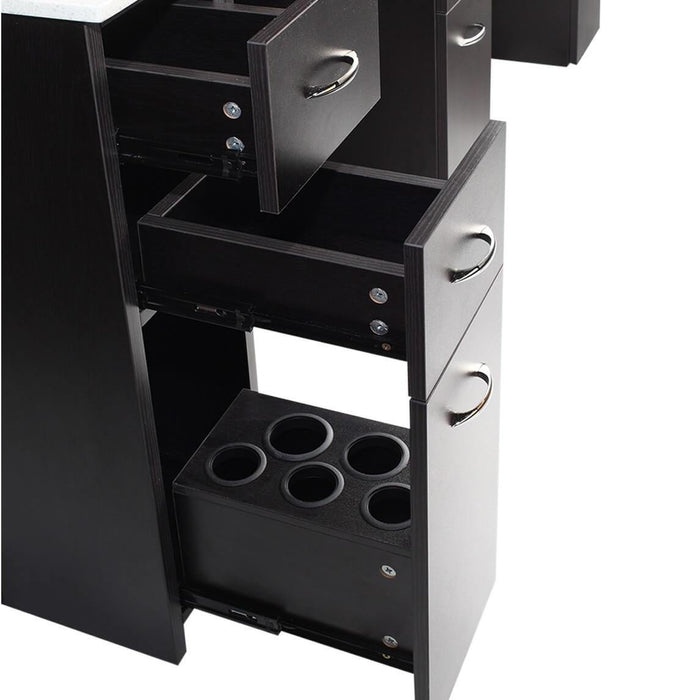 J&A KM Manicure Nail Table - Double White Granite Top