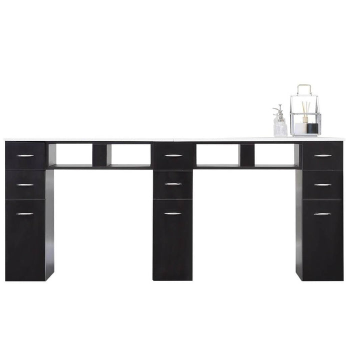 J&A KM Manicure Nail Table - Double White Granite Top