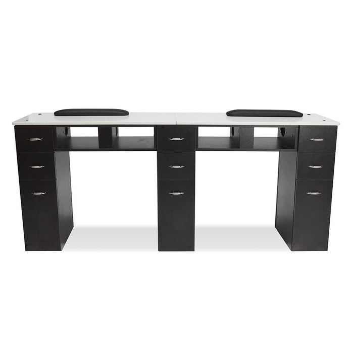 J&A KM Manicure Nail Table - Double White Granite Top