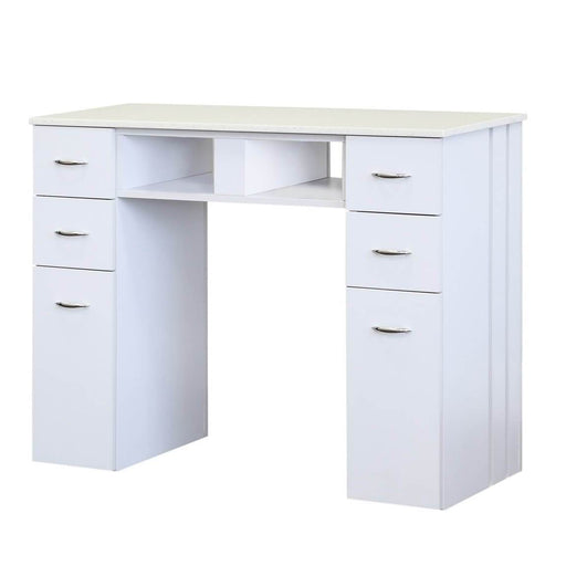 J&A KM Manicure Nail Table - Single White Granite Top