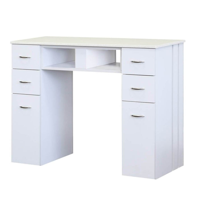 J&A KM Manicure Nail Table - Single White Granite Top