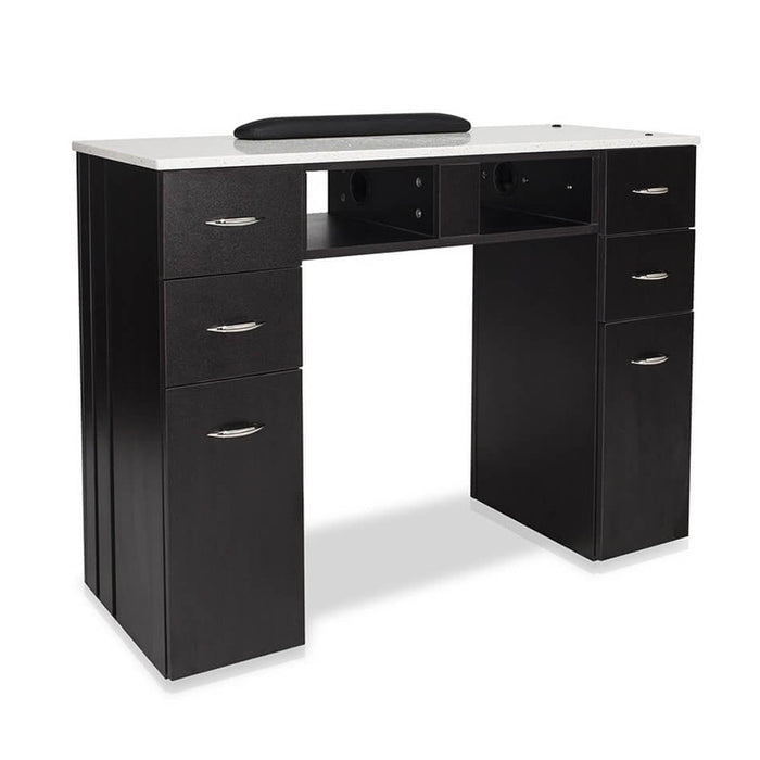 J&A KM Manicure Nail Table - Single White Granite Top