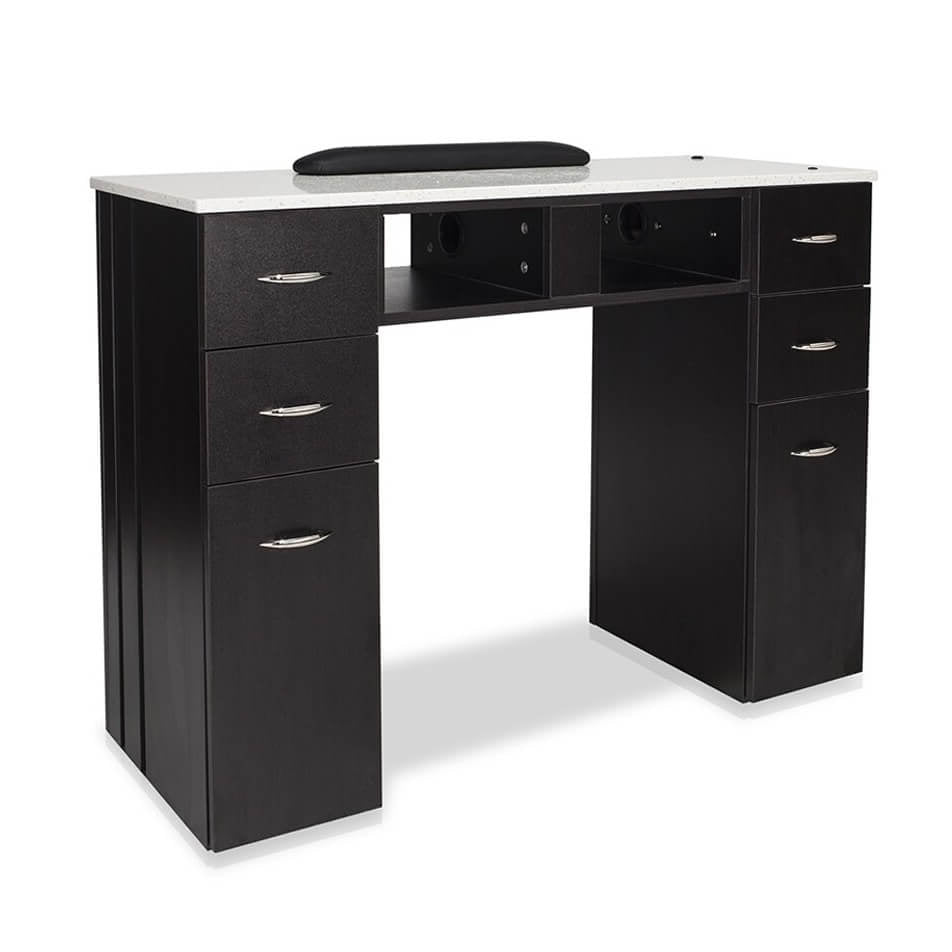 J&A KM Manicure Nail Table - Single White Granite Top