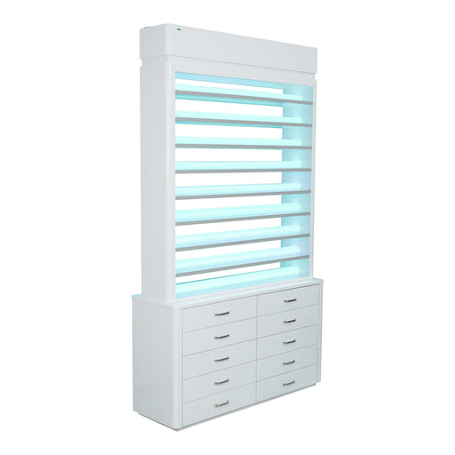 LUX M2 Double Side Access Polish & Powder Rack With Drawers