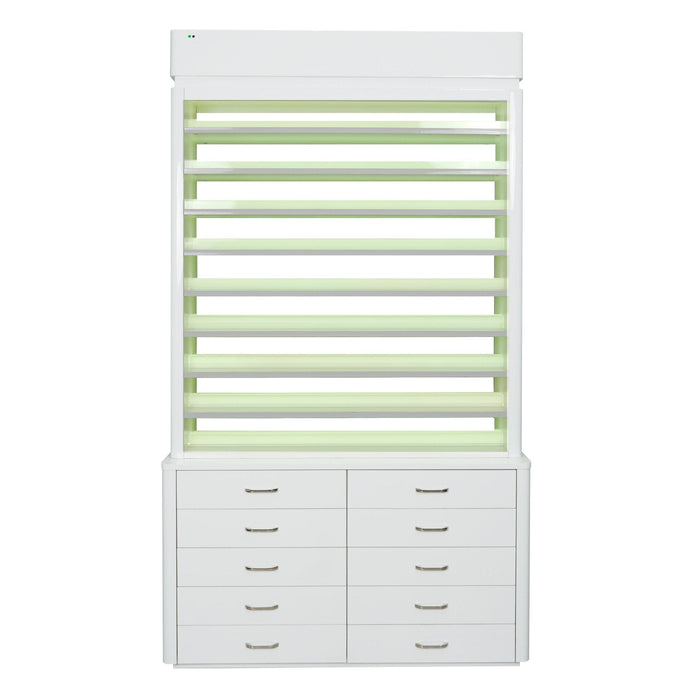 LUX M2 Double Side Access Polish & Powder Rack With Drawers