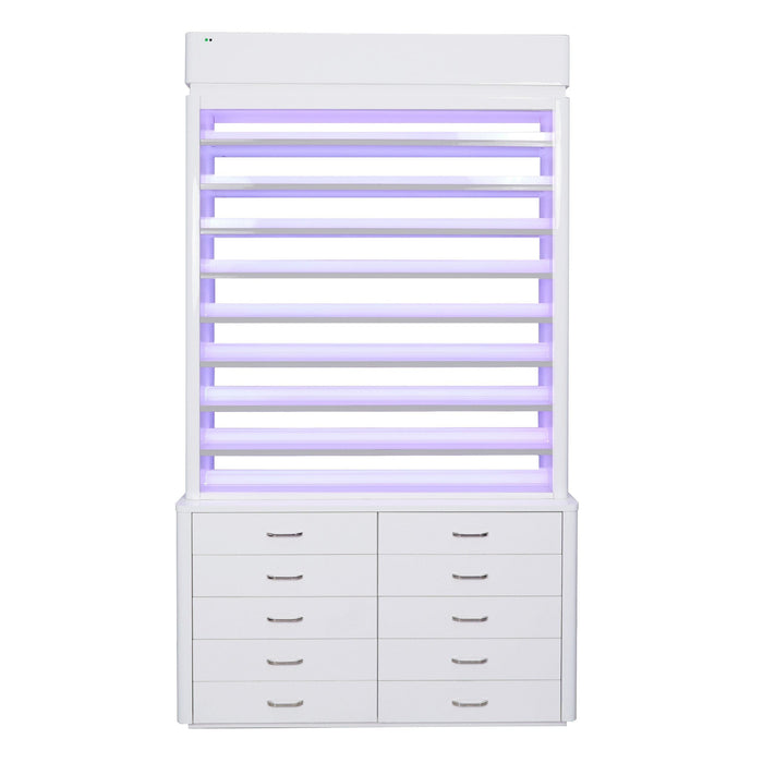 LUX M2 Double Side Access Polish & Powder Rack With Drawers