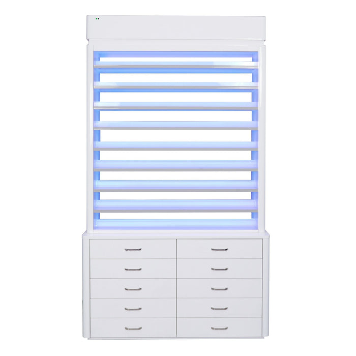 LUX M2 Double Side Access Polish & Powder Rack With Drawers